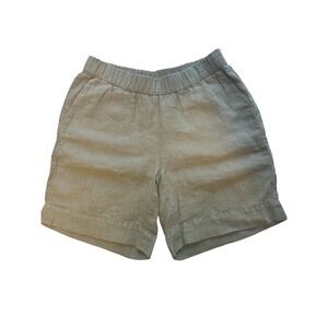 Pure Jill NWT Garment Dyed Linen Shorts Olive Green Pull-on Pockets XS